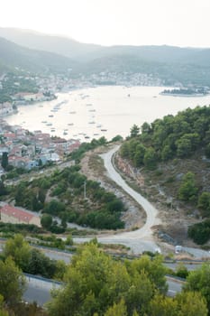 aerial view to the Vis town in Croatia