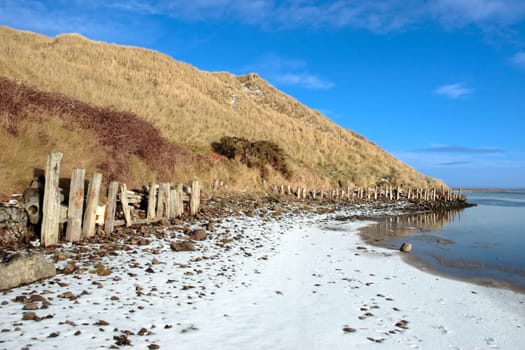 the cashen estuary ballybunion frozen on a cold bright winters day in ireland
