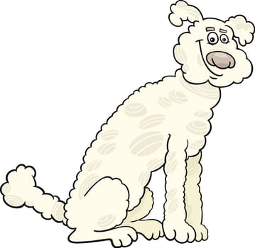 Cartoon Illustration of Cute White or Beige Poodle Dog