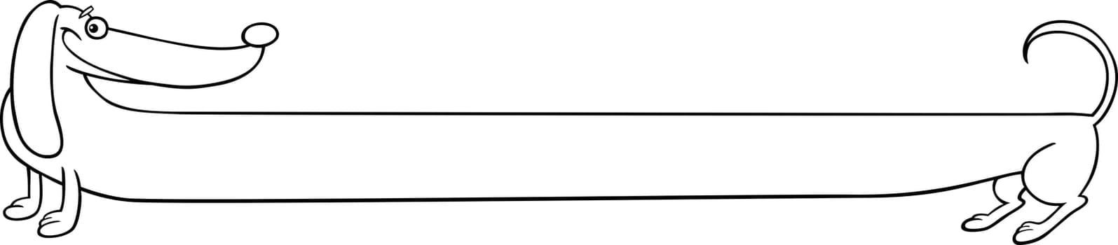 Black and White Cartoon Illustration of very Long Purebred Dachshund Dog for Coloring Book