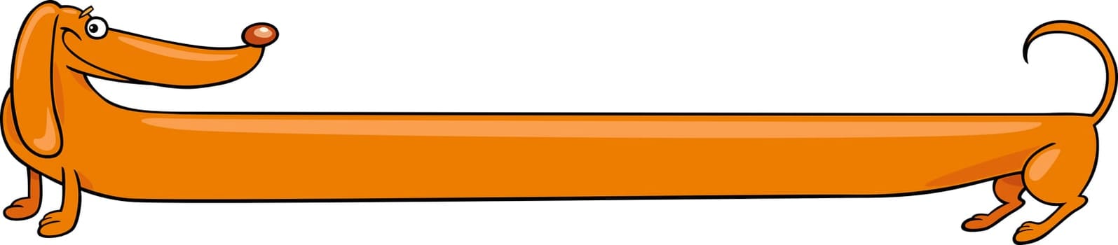 Cartoon Illustration of very Long Purebred Dachshund Dog