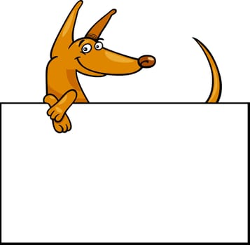 Cartoon Illustration of Funny Dog with White Card or Board Greeting or Business Card Design