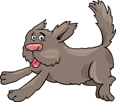Cartoon Illustration of Funny Running Shaggy Dog