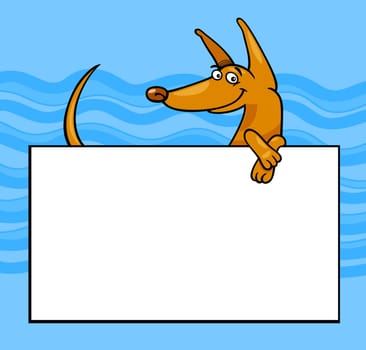 Cartoon Illustration of Funny Dog with White Card or Board Greeting or Business Card Design
