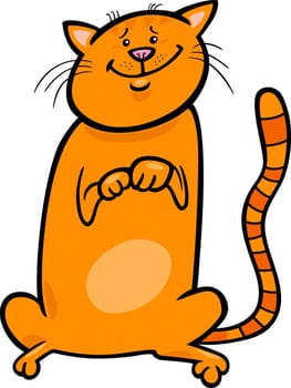Cartoon Illustration of Cute Sitting Red Cat