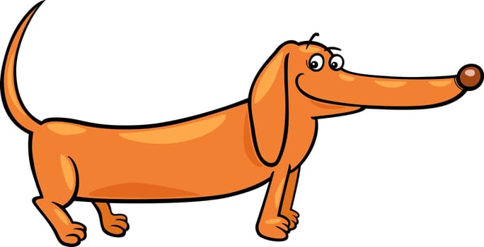Cartoon Illustration of Cute Purebred Dachshund Dog