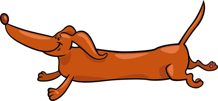 Cartoon Illustration of Cute Running Dachshund Dog