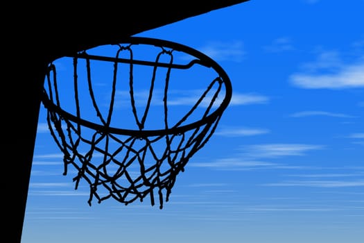 Basketball sport basket black silhouette against blue sky