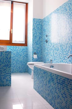 Blue bathroom closeup