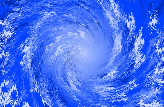 Blue abstract spiral of colours and shapes converging to the center. A symbol of caos or immense movement