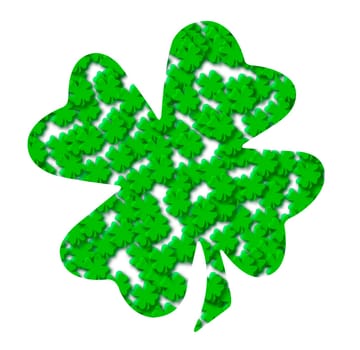 A shamrock made of many shamrocks, the typical Saint Patrick's day celebration clovers
