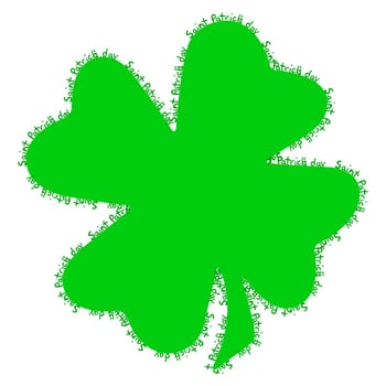 Saint Patrick's writing around the edges of a shamrock, the typical Saint Patrick's day celebration clovers