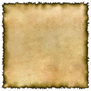 The aged texture of an old yellow burned edges parchment