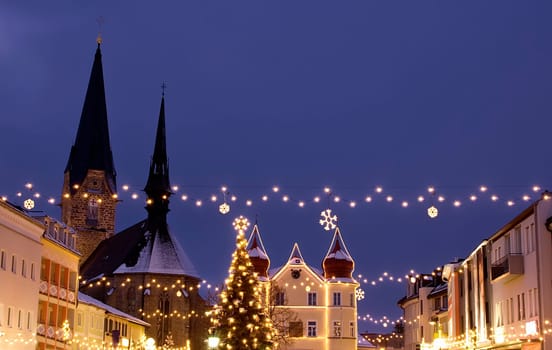 Village in Austria with Christmas Decoration