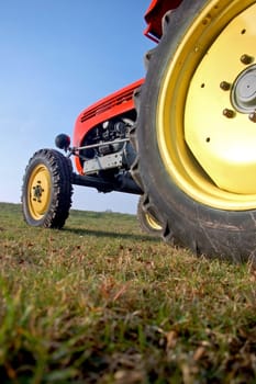 Colourful Tractor in low angle