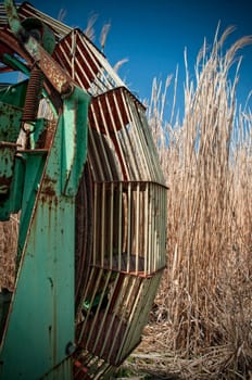 Close up of a rusty Harvester