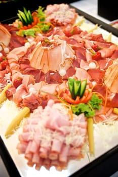 Plate full with variations of ham