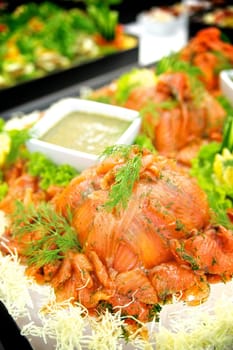 Plate full with salmon appetizer