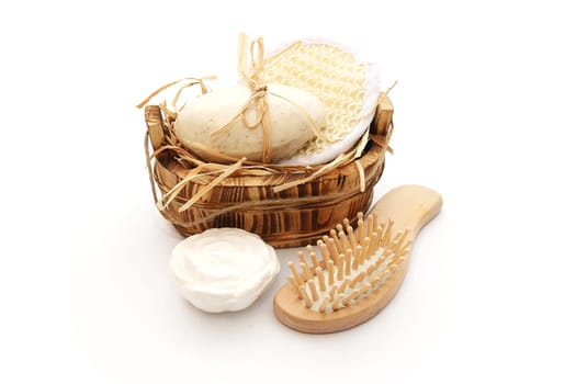 Basic spa treatments isolated on white.