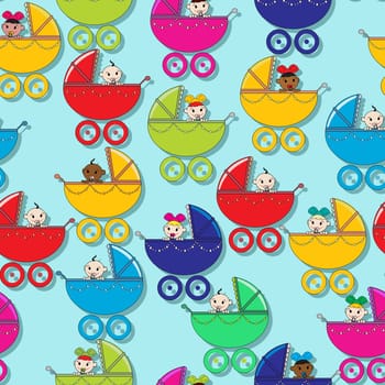 Seamless pattern with new born babies