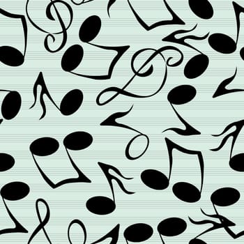 Seamless pattern with stylized musical notes