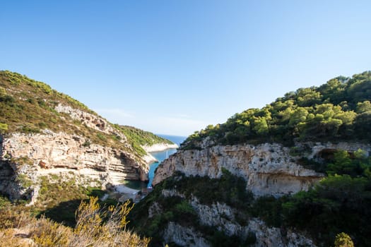 rocky scrubby landscape from vis island (croatia)