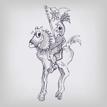 Drawing Rider,Horse and Middle Ages