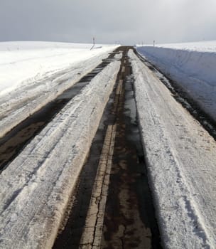 Snowy winter road