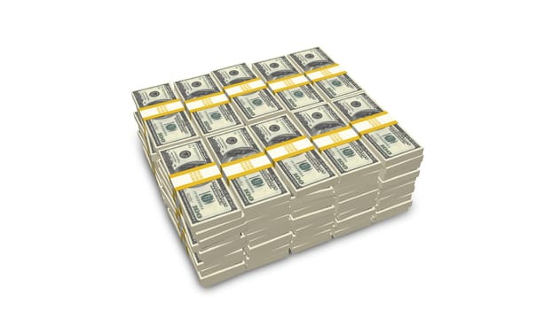 Stack of US 100 dollar bills
