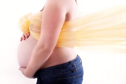 Pregnant woman with cloth