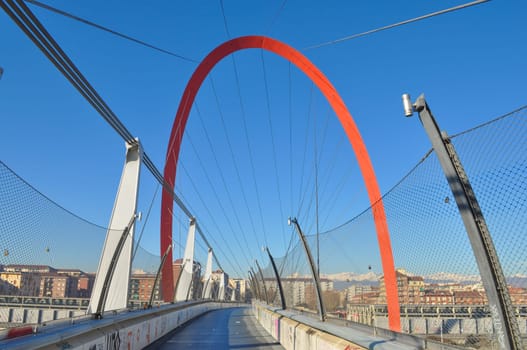 Pedestrian bridge over the railway in Lingotto, Turin
