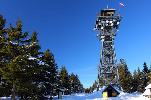 Czech Republic - tower Cerna hora (Black mountain) in winter