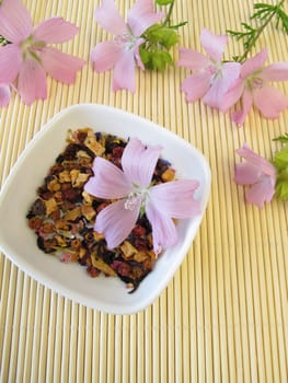 Loose fruit tea with wild mallow