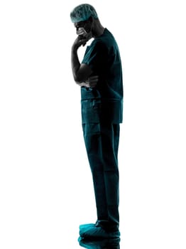 one caucasian man doctor surgeon radiologist medical worker silhouette isolated on white background