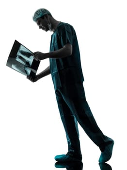one caucasian man doctor surgeon radiologist medical worker silhouette isolated on white background