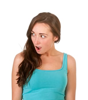 young woman is surprised