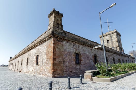 Barcelona, Spain. Famous Montjuic Fort, old castle.