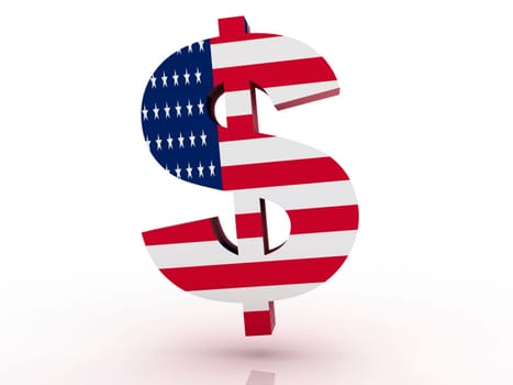 Three dimensional render of the American Dollar symbol
