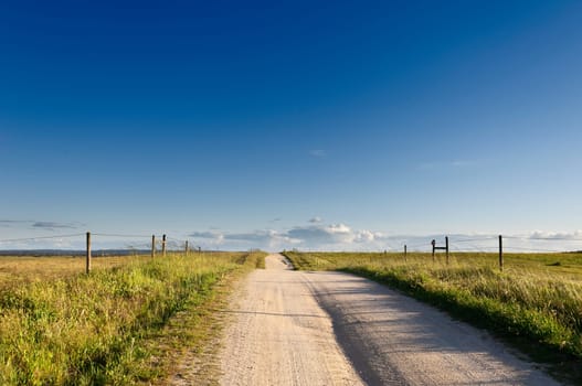 Deserted dirt road in the plain of Alentejo, Portugal