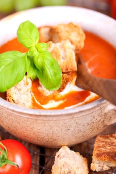 Tomato soup with fresh ingredients