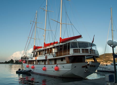 sailing yacht in the harbor