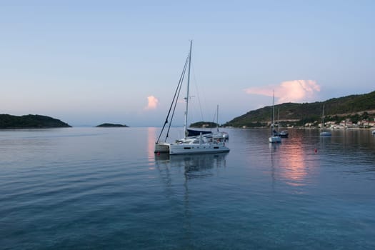 Harbor with yachts in Croatia - Vis island