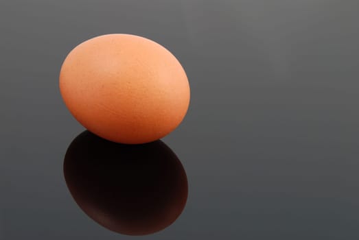 a brown natural looking egg on black background