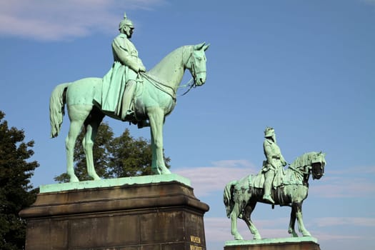 Equestrian statues of Kaiser Wilhelm and Barbarossa in Goslar