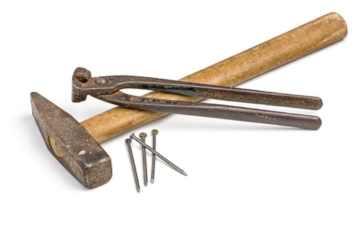 Hammer with pliers and nails