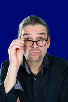 crazy man with glasses
