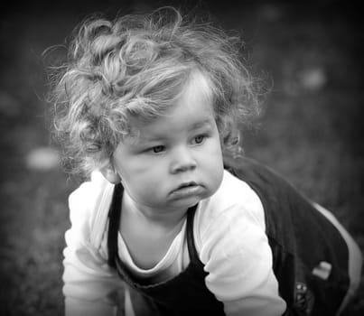 sweet baby in black and white