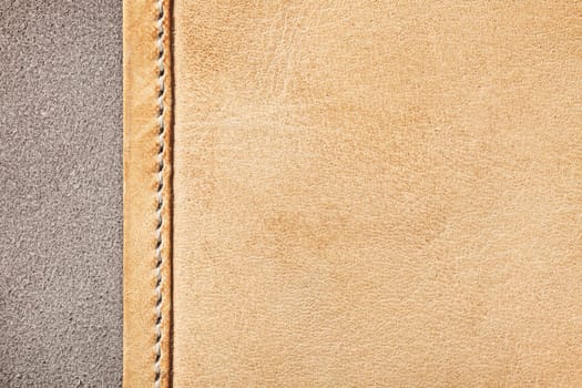 Brown leather texture for background. Macro shot, top view