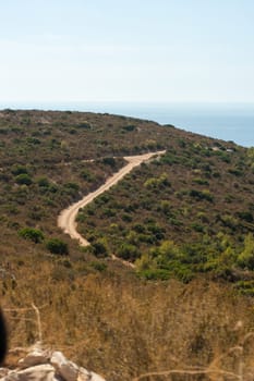 rocky scrubby landscape from vis island (croatia)