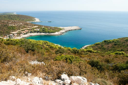A scenic bay of Vis island in Croatia